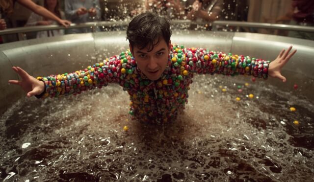 Mentoslarla dolu bir kıyafet giyen bir kişi, diyet kola ile dolu bir tanka atlayınca ne olur_