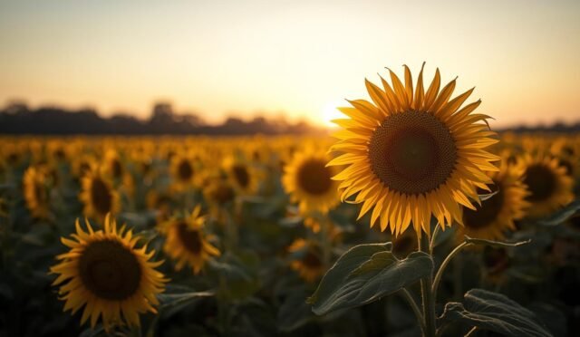 following the sun in field