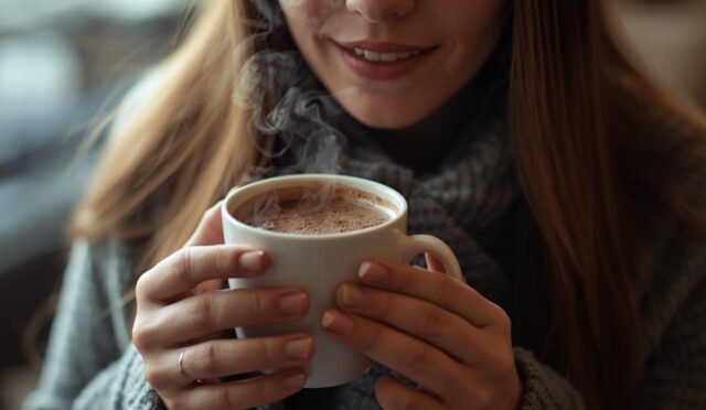 The woman who drinks hot chocolate The woman who drinks hot chocolate