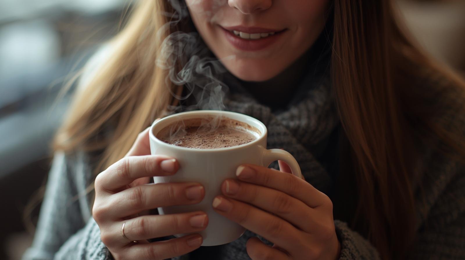 The woman who drinks hot chocolate The woman who drinks hot chocolate